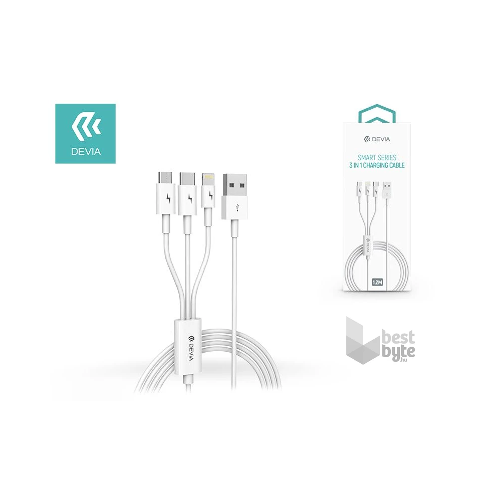 Devia ST329975 SMART 3in1 micro USB/Type-C/Lightning 1,2m töltőkábel