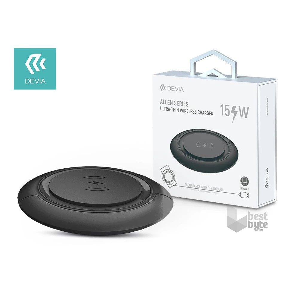 Devia ST345760 Qi univerzális vezeték nélküli töltő állomás - 15W - Allen Series V3 Ultra - fekete