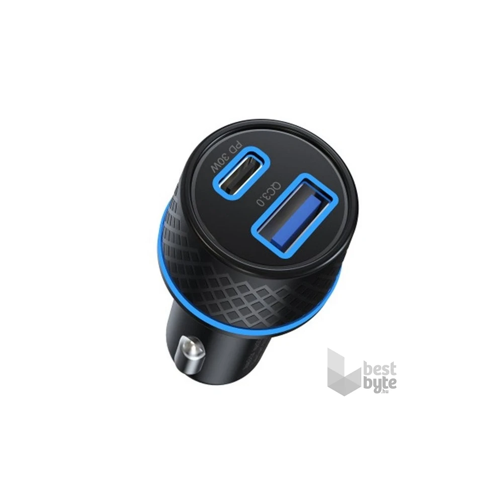 Devia ST354663 30W+QC 3.0 USB + Type-C szivargyújtó töltő