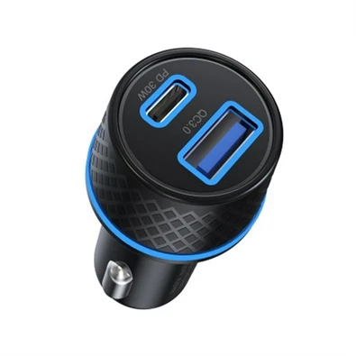 Devia ST354663 30W+QC 3.0 USB + Type-C szivargyújtó töltő