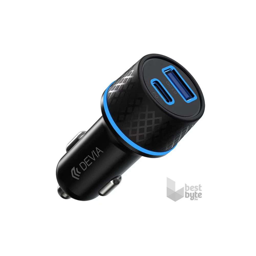 Devia ST354663 30W+QC 3.0 USB + Type-C szivargyújtó töltő