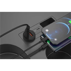 Devia ST359408 Smart Mini 20W USB/Type-C fekete szivargyújtó töltő