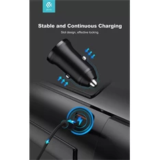 Devia ST359408 Smart Mini 20W USB/Type-C fekete szivargyújtó töltő