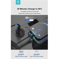 Devia ST359408 Smart Mini 20W USB/Type-C fekete szivargyújtó töltő