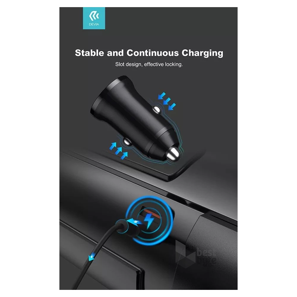 Devia ST359408 Smart Mini 20W USB/Type-C fekete szivargyújtó töltő
