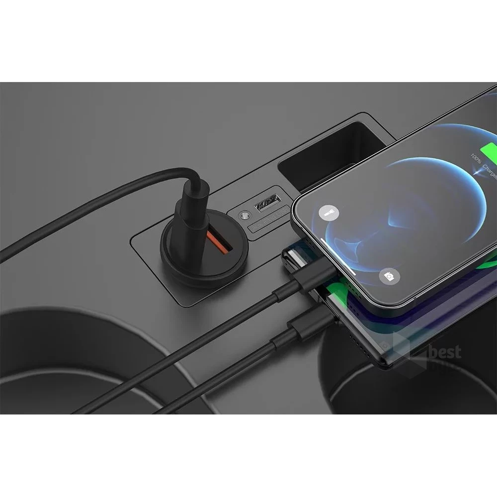 Devia ST359408 Smart Mini 20W USB/Type-C fekete szivargyújtó töltő