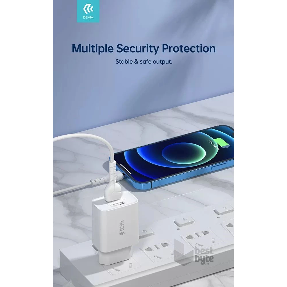 Devia ST361395 5V/2.4A Smart 2xUSB Hálózati töltő adapter + 1 m Lightning kábel