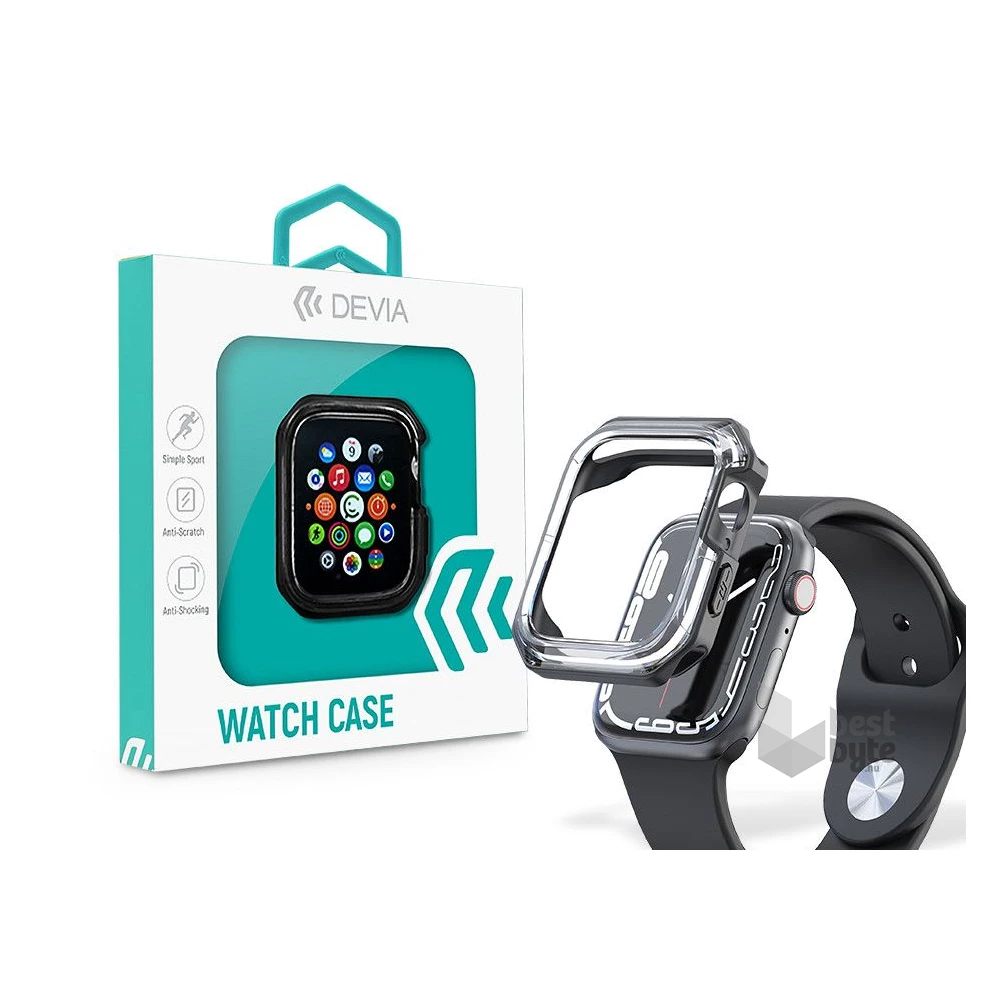 Devia ST366765 Apple Watch 45mm fekete ütésálló védőtok