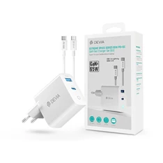 Devia ST379192 GaN 65W USB + Type-C fehér hálózati töltő adapter +Type-C kábel