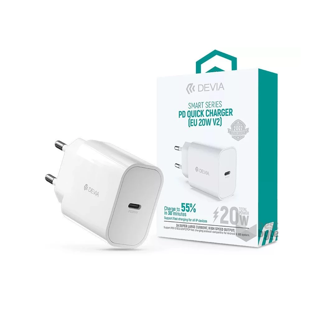 Devia ST383830 20W Type-C PD fehér hálózati töltő adapter