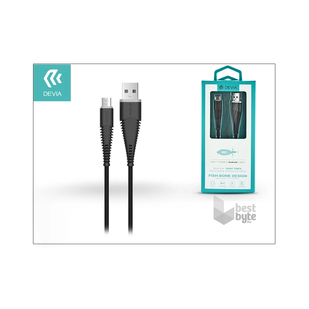 Devia ST993597 Fish1 fekete micro USB adat- és töltőkábel