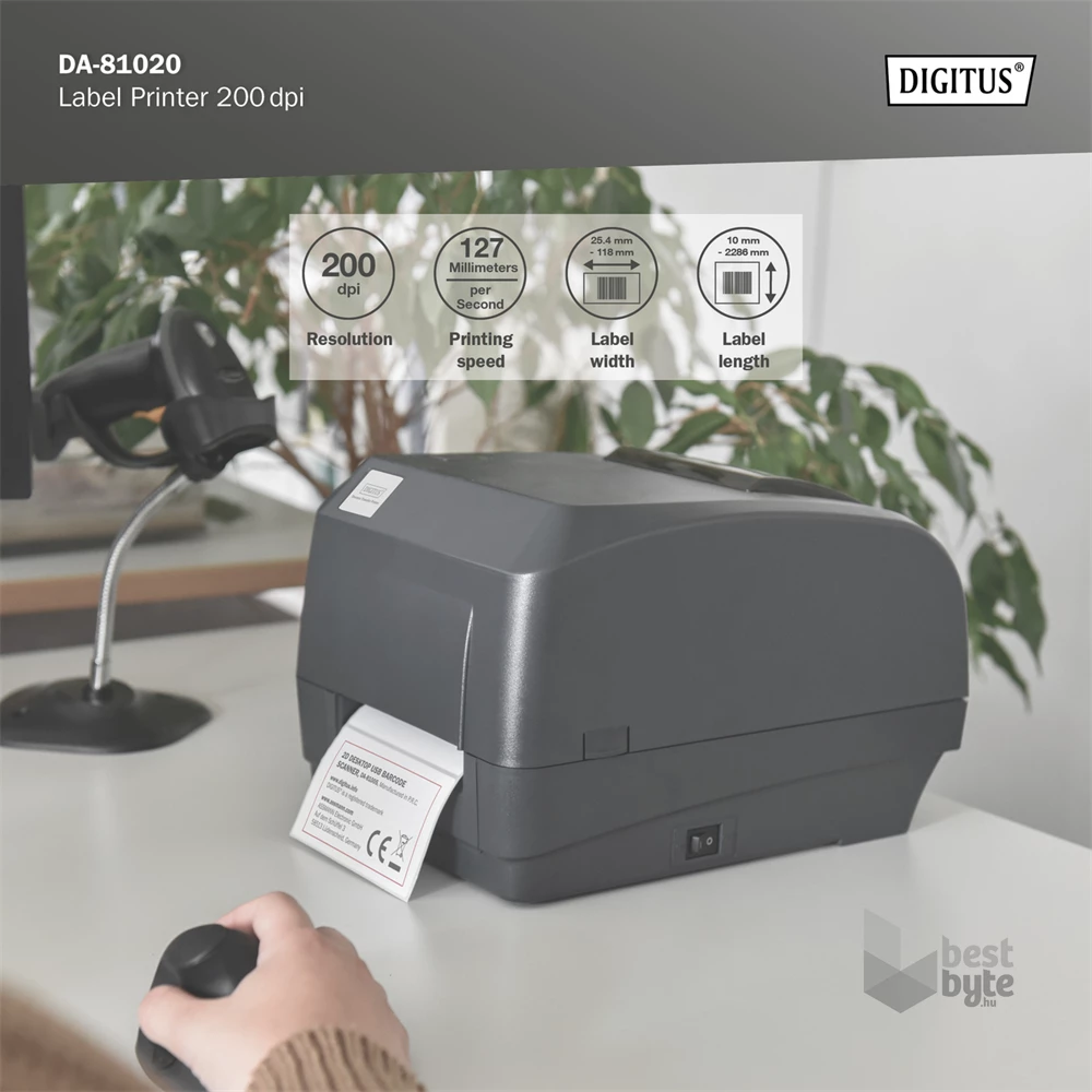 Digitus DA-81020 200dpi USB/RS232/LAN vonalkódnyomtató