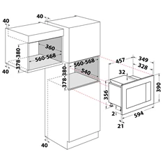 Dimarson DM-D70H20ESP-XT 1200W 21L inox beépíthető mikrohullámú sütő