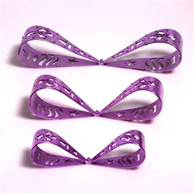 Doboz alakú /1db 20cm, 1db 25cm, 1db 30cm/ ezüst-lila fémdoboz műanyag masnival dekor szett