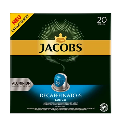 Douwe Egberts Jacobs Lungo 6 Decaffeinato koffeinmentes 20db kávékapszula