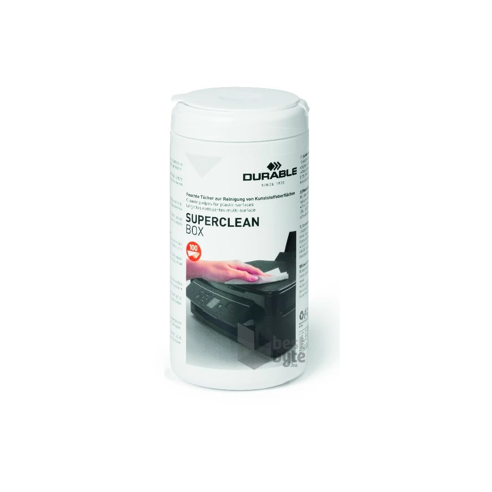 Durable SUPERCLEAN BOX 100 műanyag felületre tisztítókendő