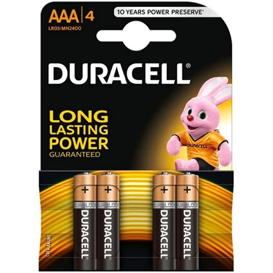 Duracell Basic AAA (LR03) alkáli mikro ceruza elem 4db/bliszter