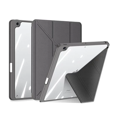 Dux Ducis GP-132372 iPad 10.2 (2021) / iPad 10.2 (2020) / iPad 10.2 (2019) szürke bőr hatású oldalra nyíló tok
