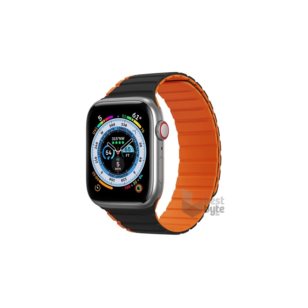 Dux Ducis GP-142270 Apple Watch Series 9 41mm / Series 3 38mm / Series 2 38mm fekete/narancs szilikon óraszíj