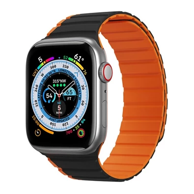 Dux Ducis GP-142270 Apple Watch Series 9 41mm / Series 3 38mm / Series 2 38mm fekete/narancs szilikon óraszíj