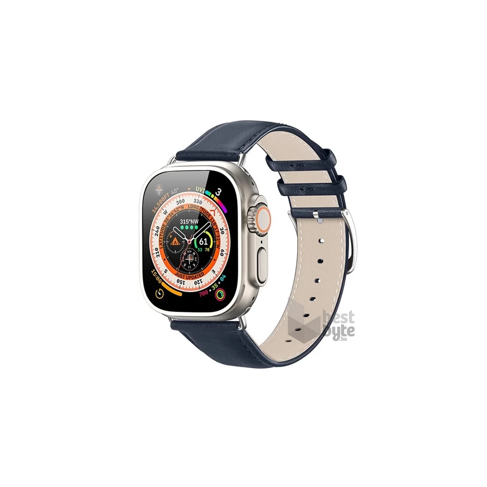 Dux Ducis GP-149593 Apple Watch Series 9 41mm / Watch Series 8 41mm / Watch Series 7 41mm sötétkék bőr óraszíj