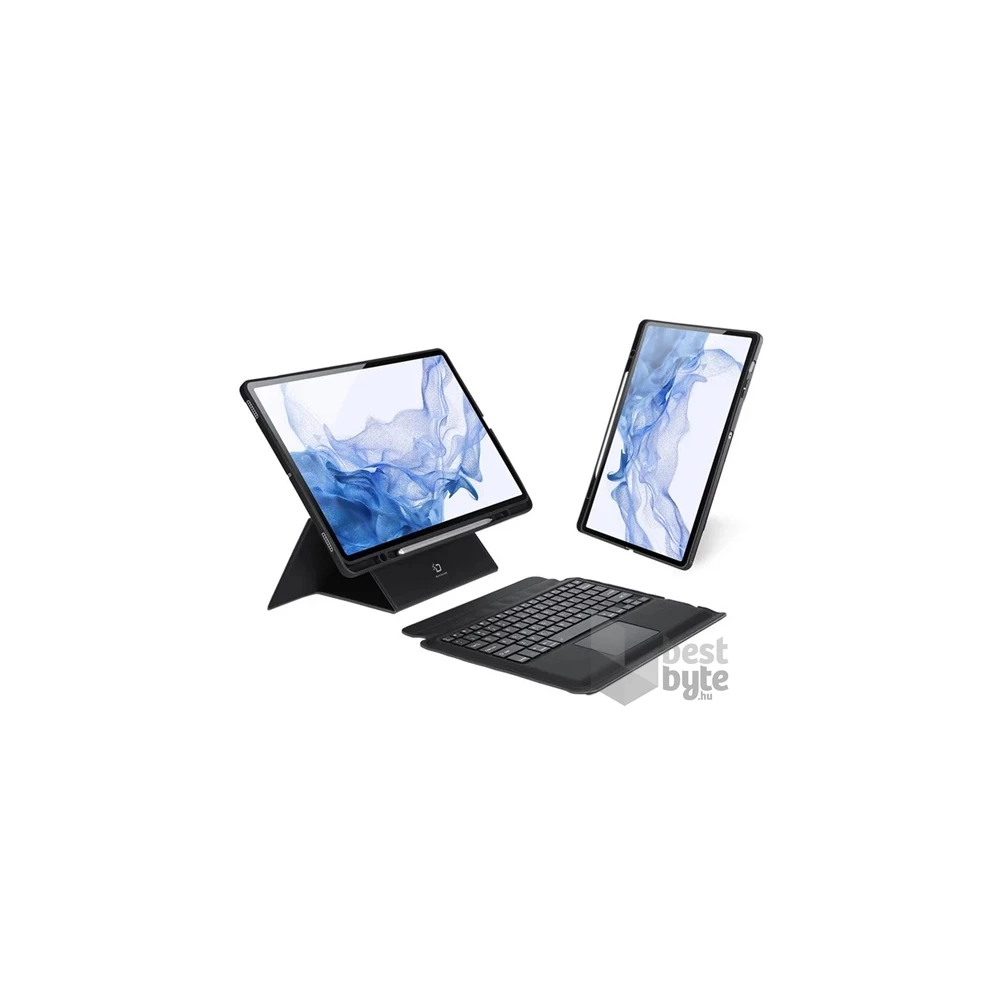 Dux Ducis GP-154697 Galaxy Tab S7 FE 5G (SM-T736) / WIFI (SM-T733) / (SM-T730) fekete bőr hatású billentyűzetes tok