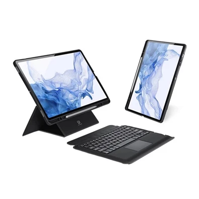 Dux Ducis GP-154697 Galaxy Tab S7 FE 5G (SM-T736) / WIFI (SM-T733) / (SM-T730) fekete bőr hatású billentyűzetes tok