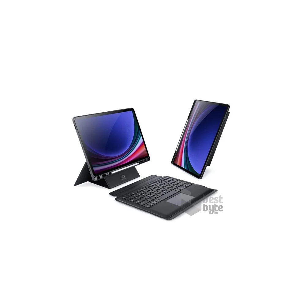 Dux Ducis GP-154699 Galaxy Tab S9 Plus LTE (SM-X816) / WIFI (SM-X810) fekete bőr hatású billentyűzetes tok