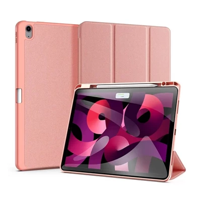 Dux Ducis GP-157396 iPad Air 13 (2024) rózsaszín bőr hatású oldalra nyíló tok