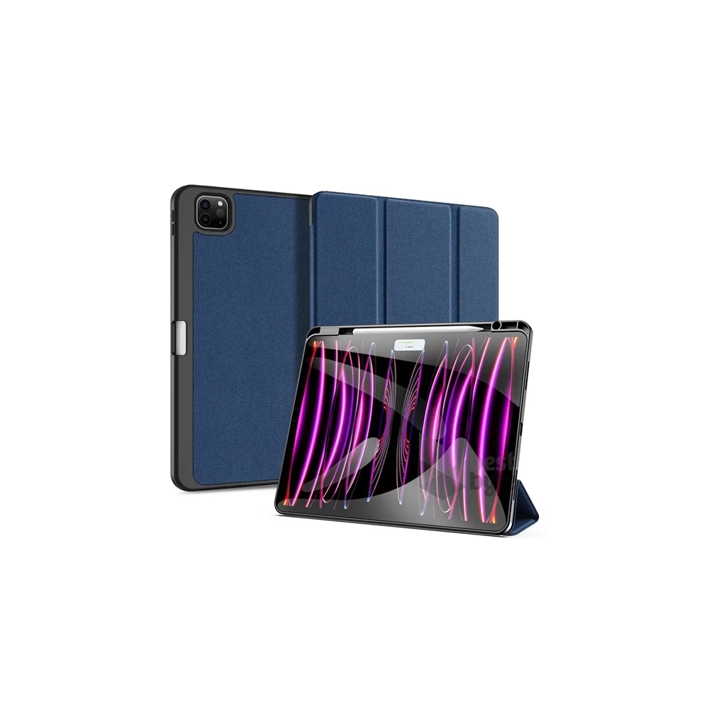 Dux Ducis GP-157400 iPad Pro 13 (2024) sötétkék bőr hatású oldalra nyíló tok
