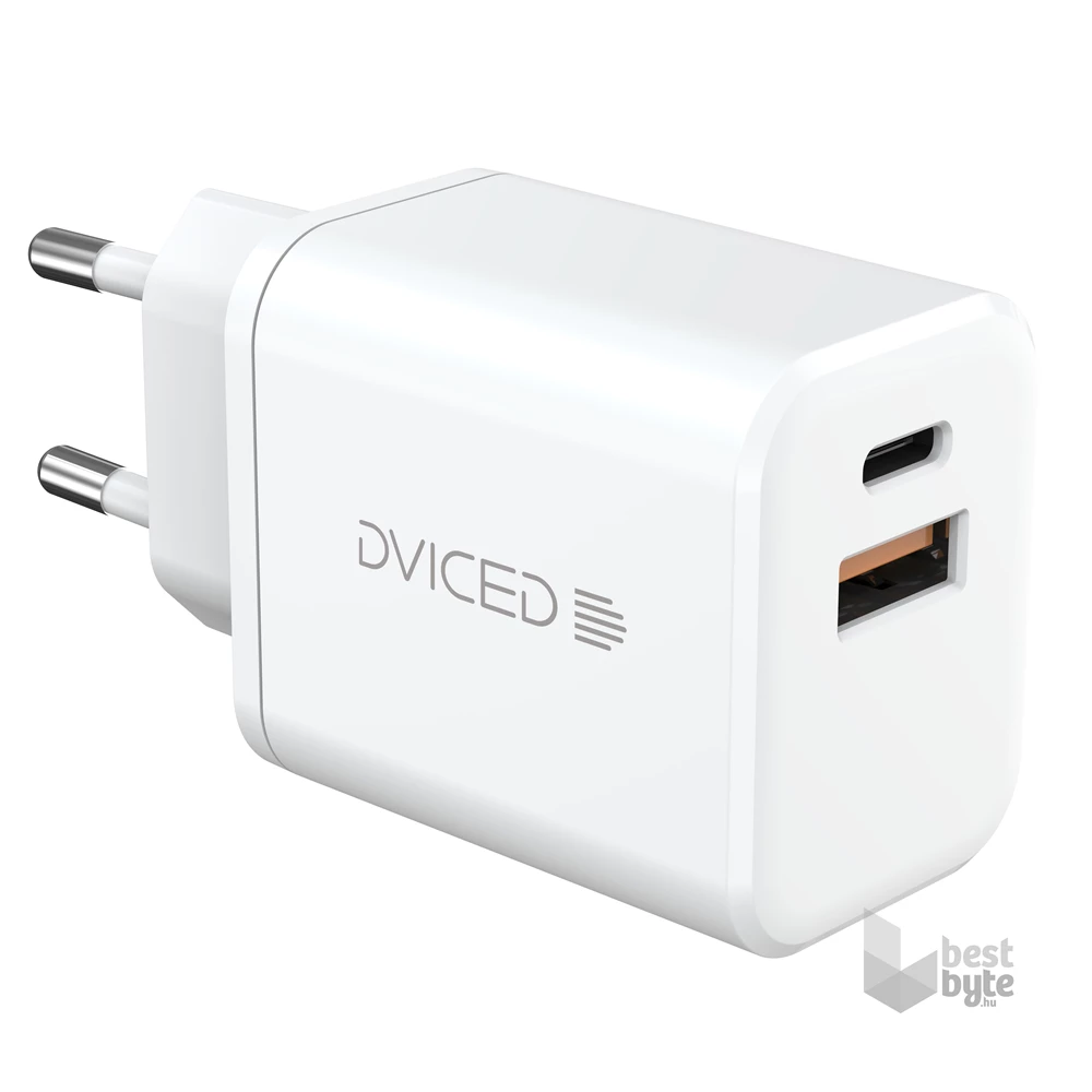 Dviced DV221008 35W USB/Type-C GaN fehér hálózati töltő + Type-C kábel
