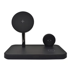 Dviced DV230005 15W 3in1 fekete vezeték nélküli töltő állomás + adapter & kábel