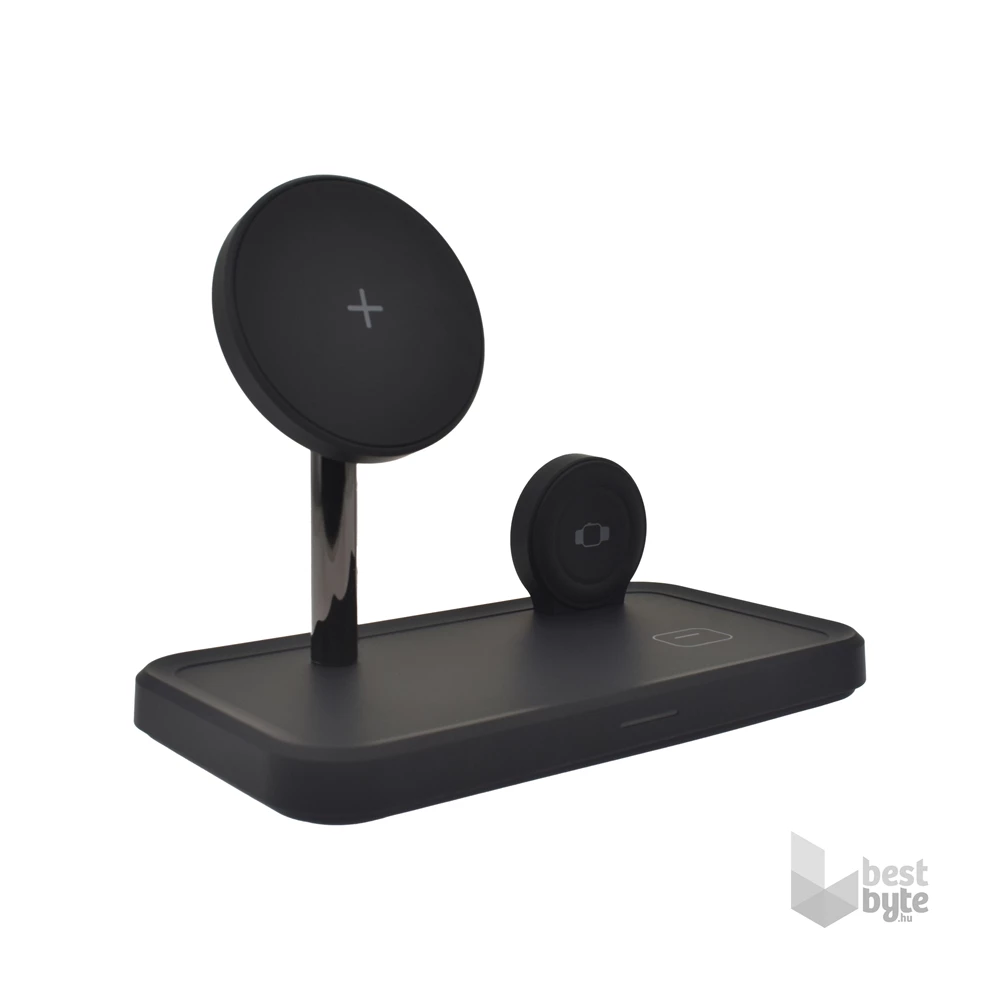 Dviced DV230005 15W 3in1 fekete vezeték nélküli töltő állomás + adapter & kábel