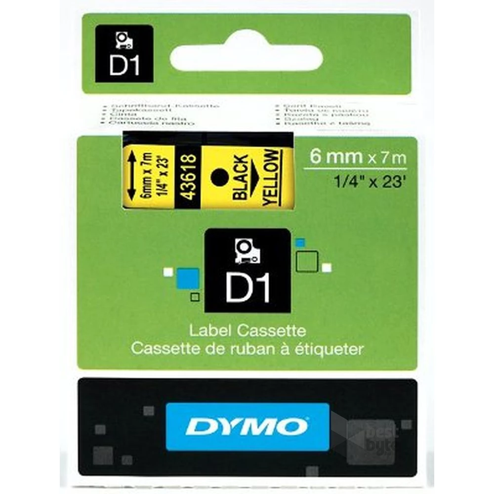 Dymo D1 6mmx7m fekete/sárga feliratozógép szalag