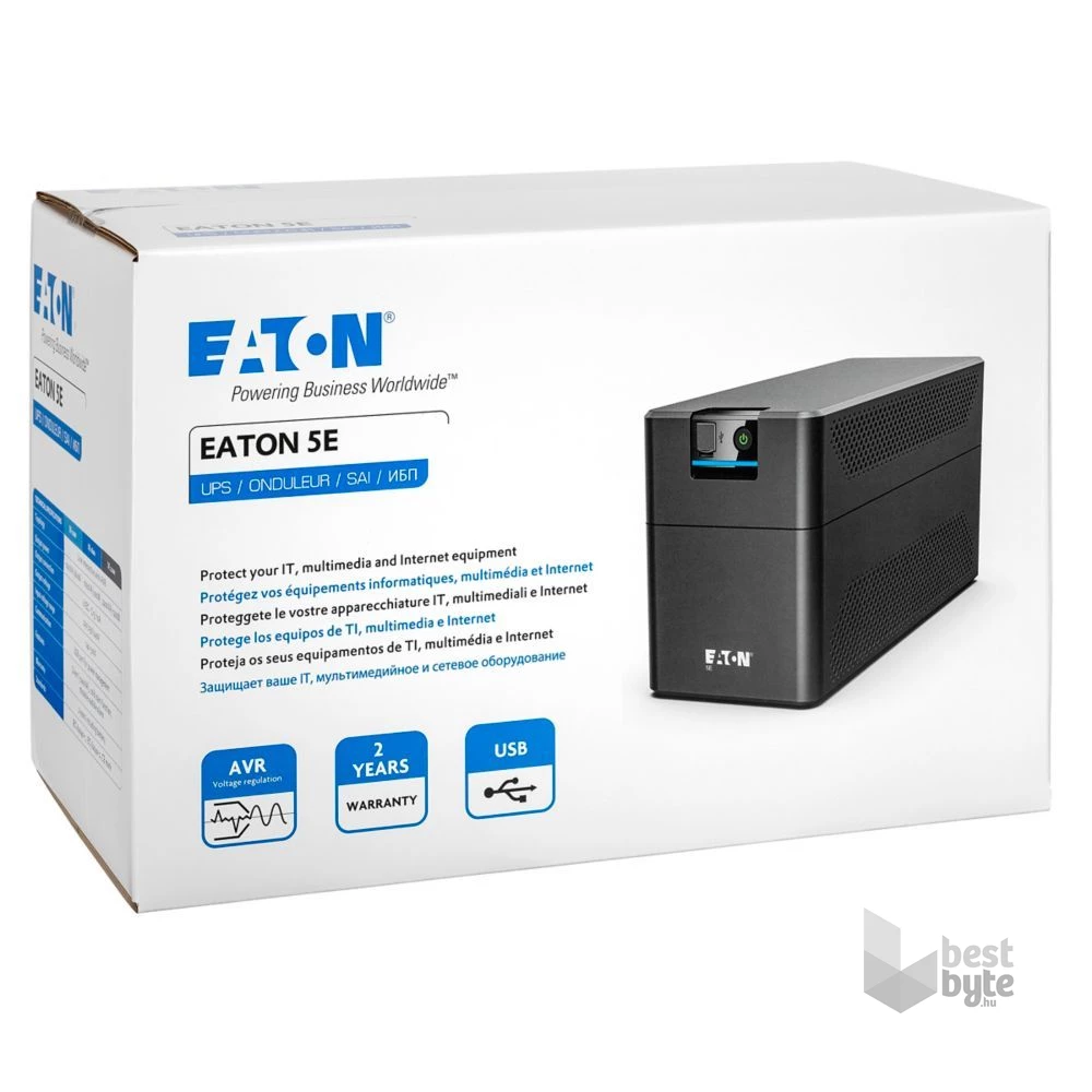 EATON 5E Gen2 5E1200UD USB DIN 660W fekete szünetmentes tápegység