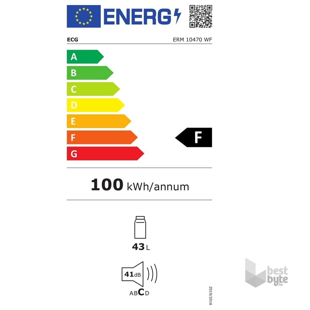 ECG ERM 10470 WF fehér, egyajtós, Hűtő:43L, hűtőszekrény