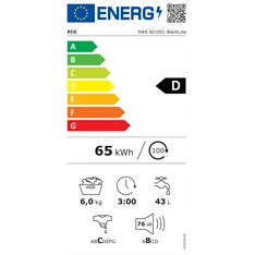 ECG EWS 601001 BlackLine fehér, elöltöltős, keskeny, max.1000ford., 6 kg, mosógép