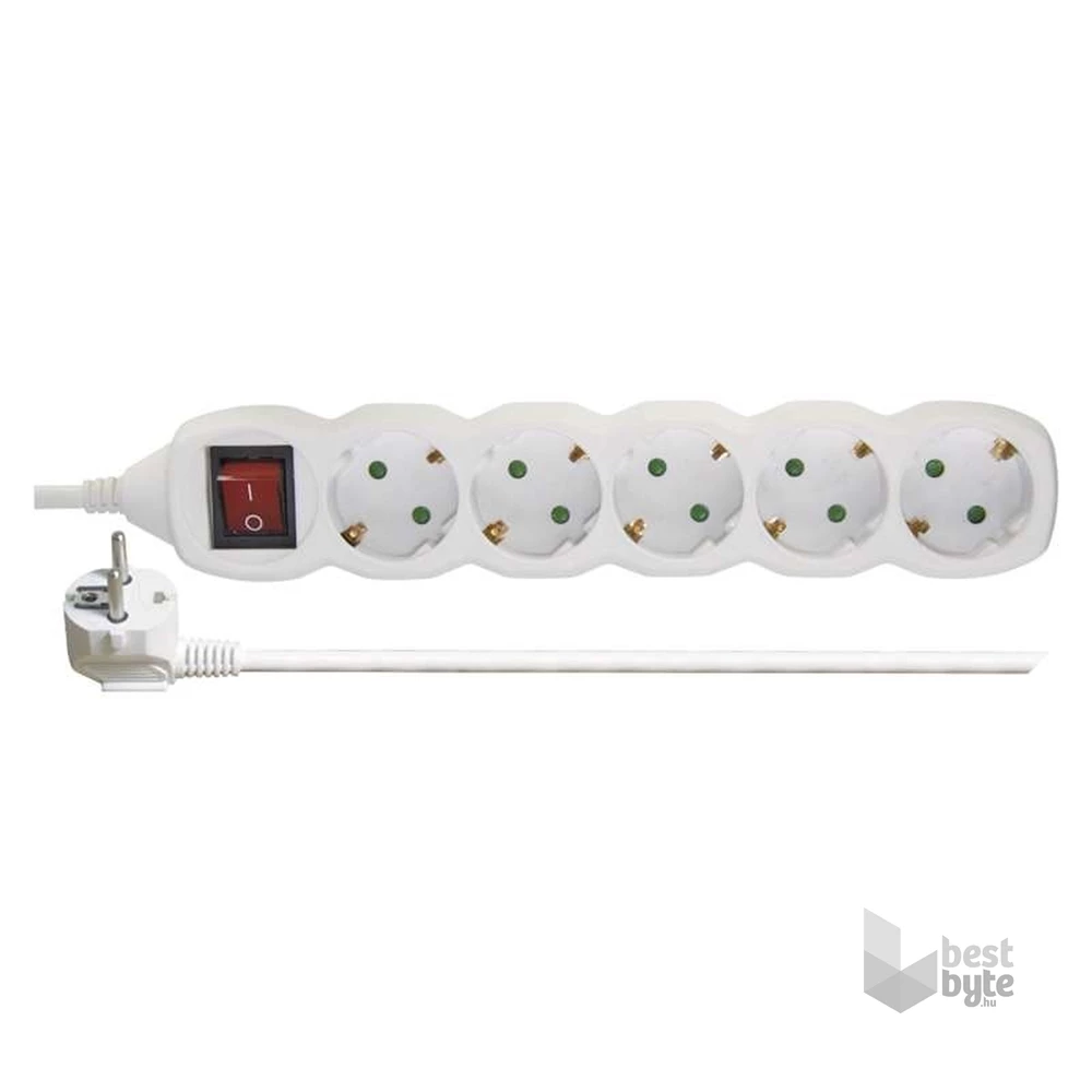 Emos P1522 5 aljzat 2méter 1mm2 kapcsolós fehér hosszabbító