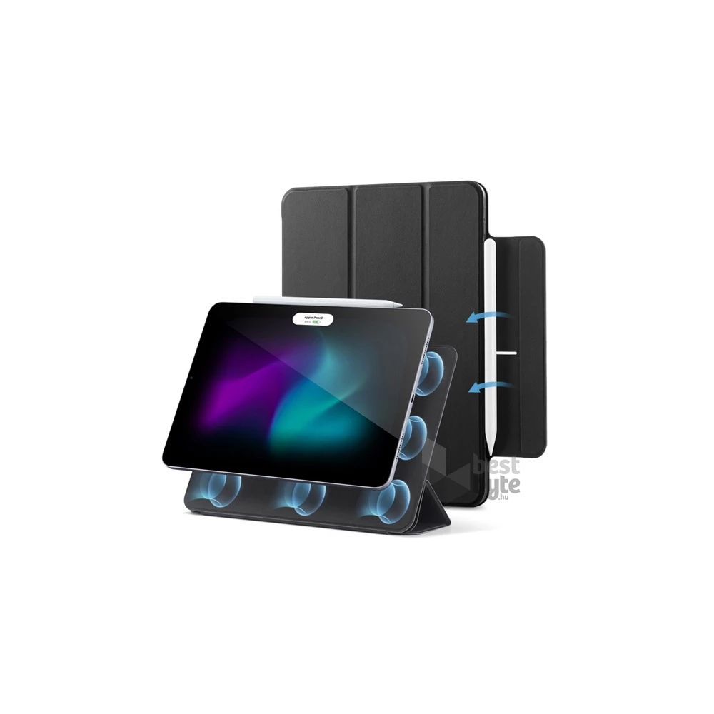 ESR GP-158500 iPad Pro 13 (2024) fekete bőr hatású oldalra nyíló tok