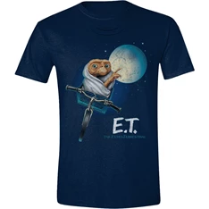 E.T. - Moon Bicycle mintás sötétkék póló, M méret