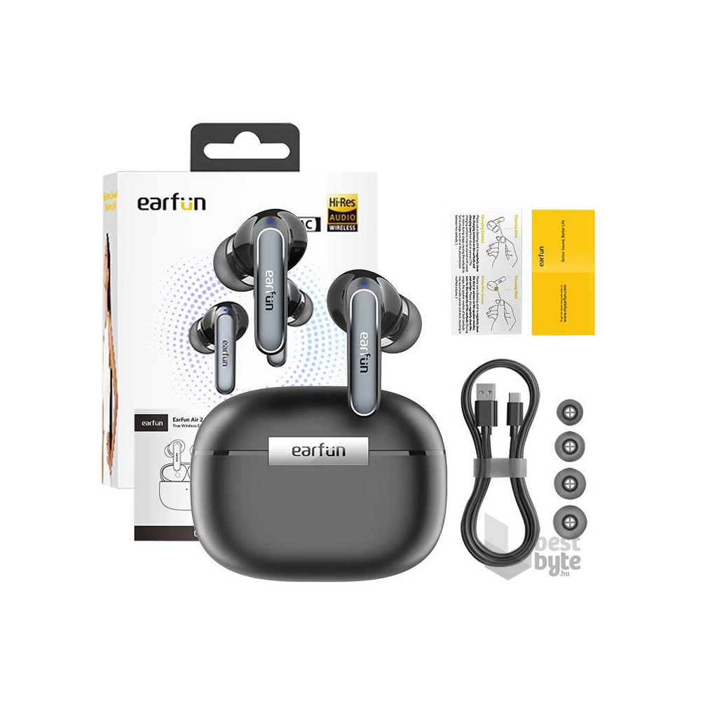 EarFun Air2 True Wireless Bluteooth fekete fülhallgató