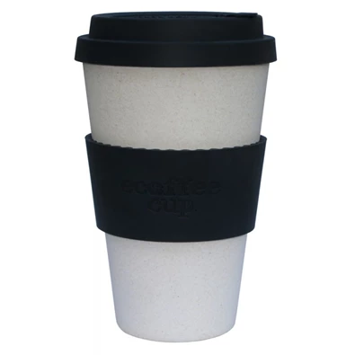 Ecoffee Cup Black Nature 400ml hordozható fekete kávéspohár