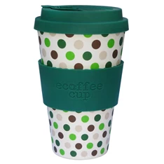 Ecoffee Cup Green Polka 400 ml hordozható kávéspohár