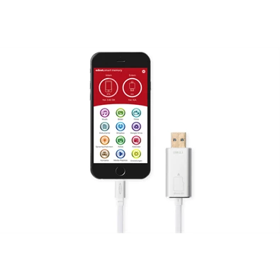 Ednet 31520 iPhone® vagy iPad® készülékekhez ezüst kártyaolvasó és tárhely bővítő