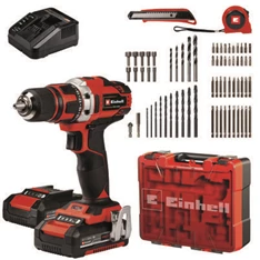 Einhell 4513934 PXC TE-CD 18/40 Li (2x2,0 Ah) akkumulátoros fúrócsavarozó + 69 részes tartozék készlet