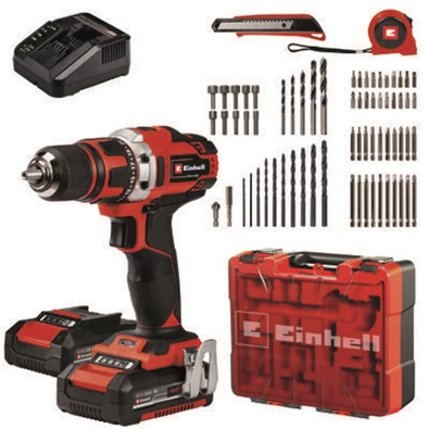 Einhell 4513934 PXC TE-CD 18/40 Li (2x2,0 Ah) akkumulátoros fúrócsavarozó + 69 részes tartozék készlet