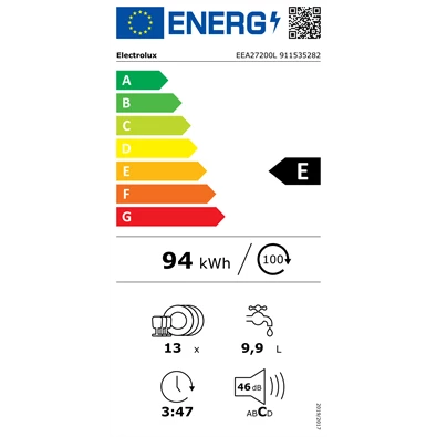 Electrolux EEA27200L beépíthető 13 terítékes mosogatógép