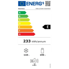 Electrolux ENB1LE30WR (K) fehér, alulfagyasztós, Hűtő:195L, Fagyasztó:110L, Low frost hűtőszekrény
