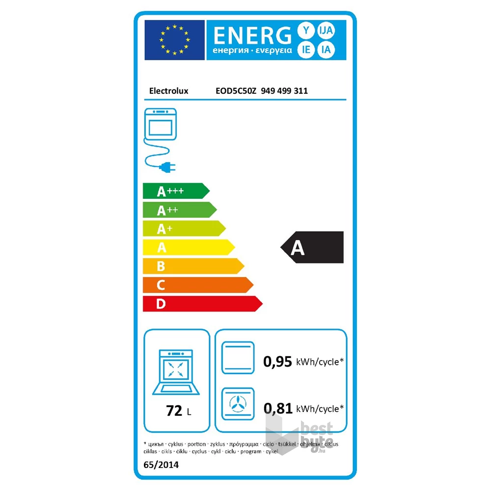 Electrolux EOD5C50Z fekete, beépíthető, sütőtér: 72L, grill, légkeverés, katalitikus, sütő