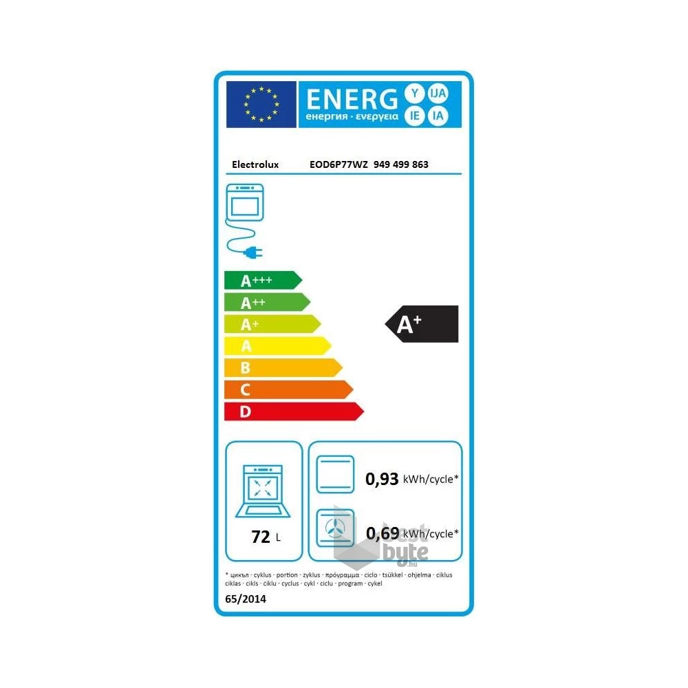 Electrolux EOD6P77WZ fekete, beépíthető, sütőtér: 72L, grill, légkeverés, sütő